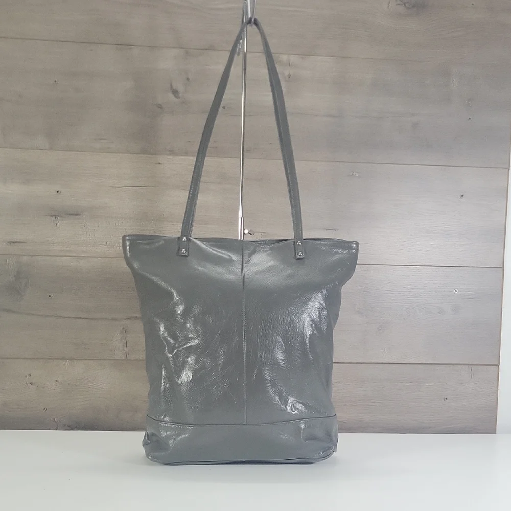 Latico NJ for Anthropologie Classic Grey Leather Tote Bag - Sleek Everyday Carry